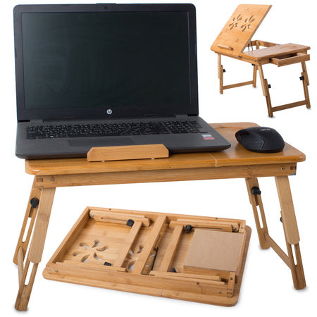 Universele opvouwbare laptoptafel met ventilatie - Bamboe