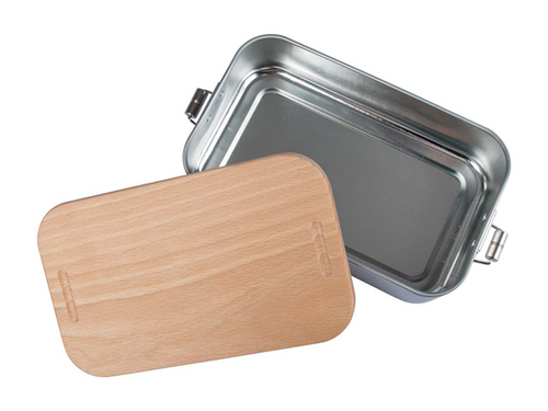 Lunchbox 2 in 1 - met beukenhouten deksel/snijplank