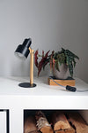 Desk lamp, metal pine wood - Zwart